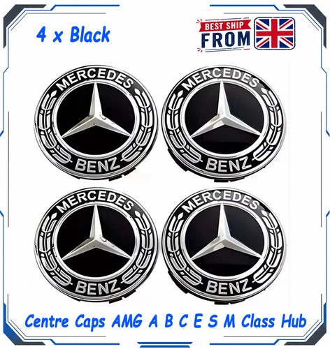 4pcs black mercedes - mercedes, 75mm